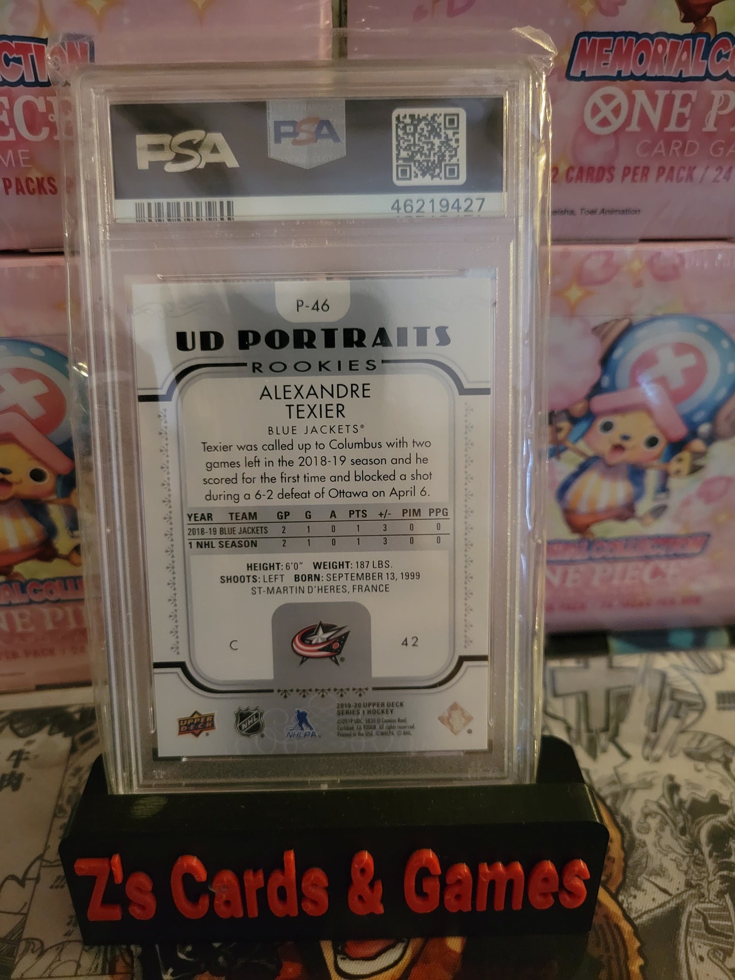 PSA 10 2019 Upper Deck Portraits Rookie Alexandre Texier Portraits