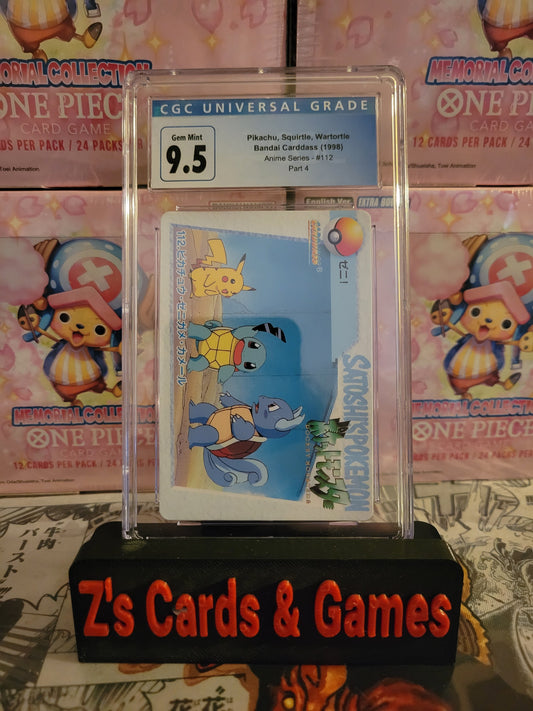 1998 CGC 10(Old Label 9.5) Pikachu, Squirtle, Wartortle Bandai Carddass Anime Series 112 Part 4