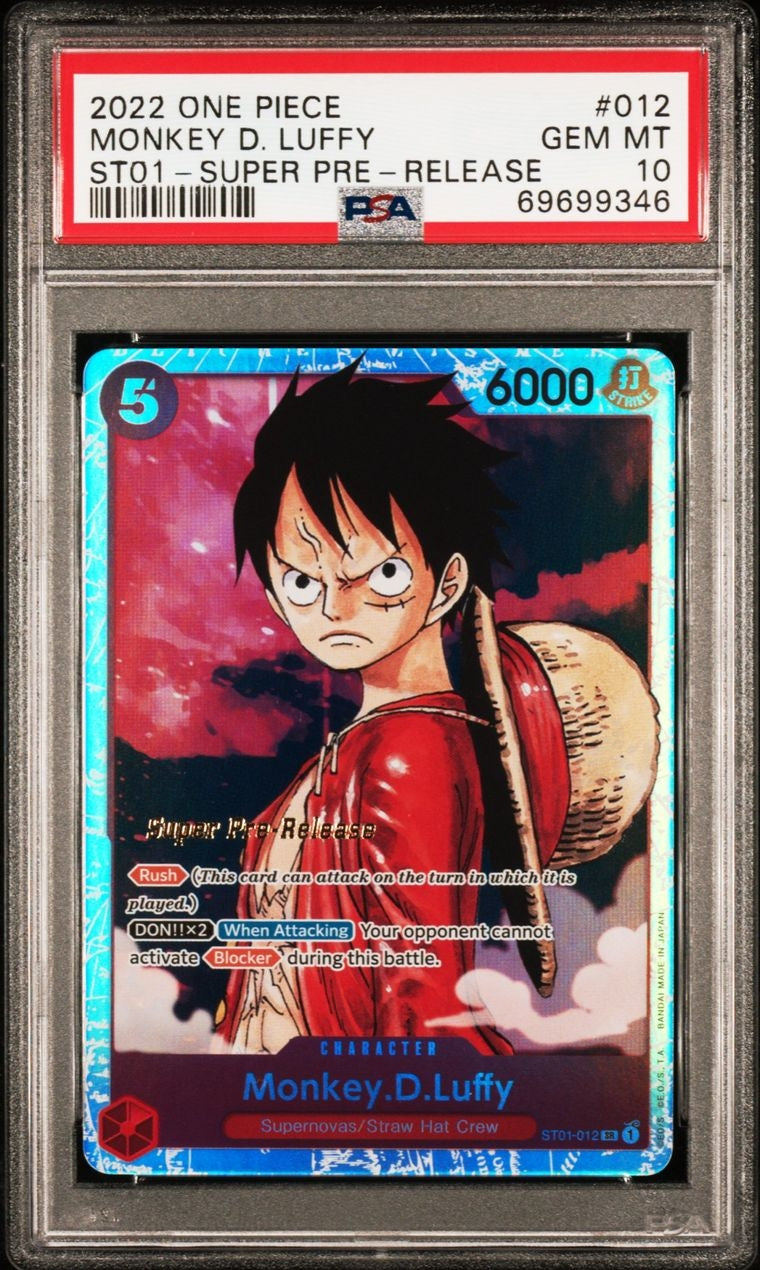 PSA 10 English 1st Edition Super Pre-release ST01-012 Monkey D. Luffy